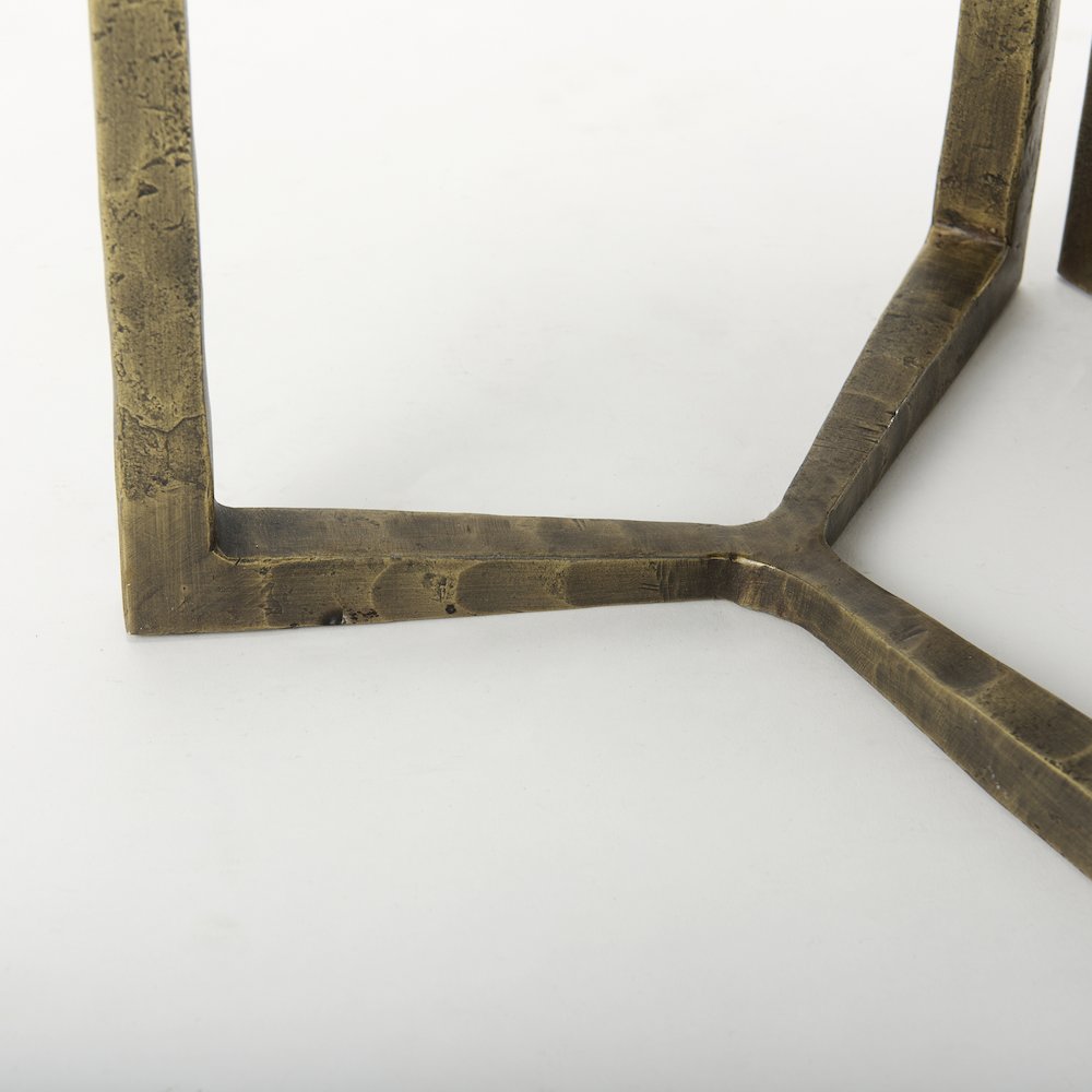 Black Wood And Antiqued Gold Metal Nesting Accent Tables (Set Of 2). Picture 8