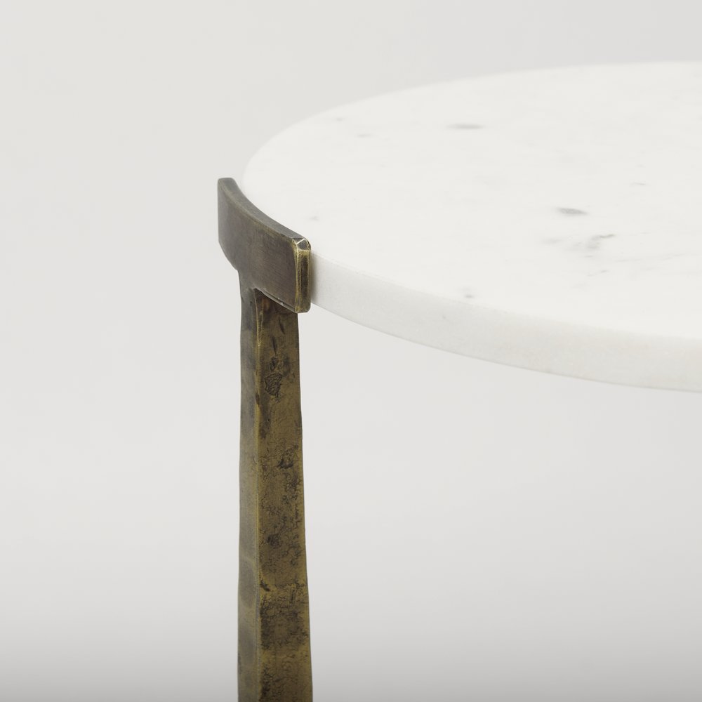 Marble And Antiqued Gold Metal Nesting Accent Tables (Set Of 2). Picture 6