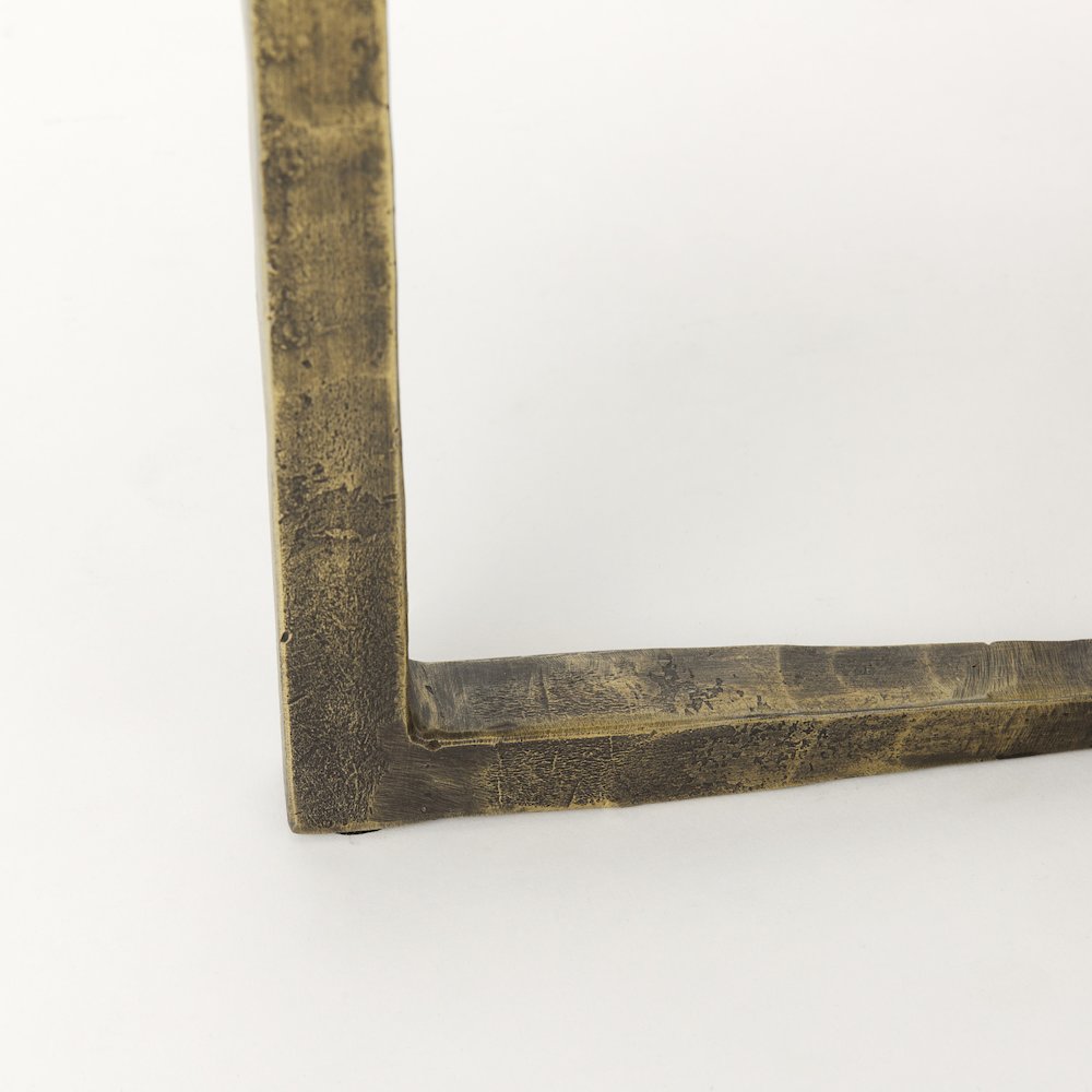 Marble And Antiqued Gold Metal Nesting Accent Tables (Set Of 2). Picture 8