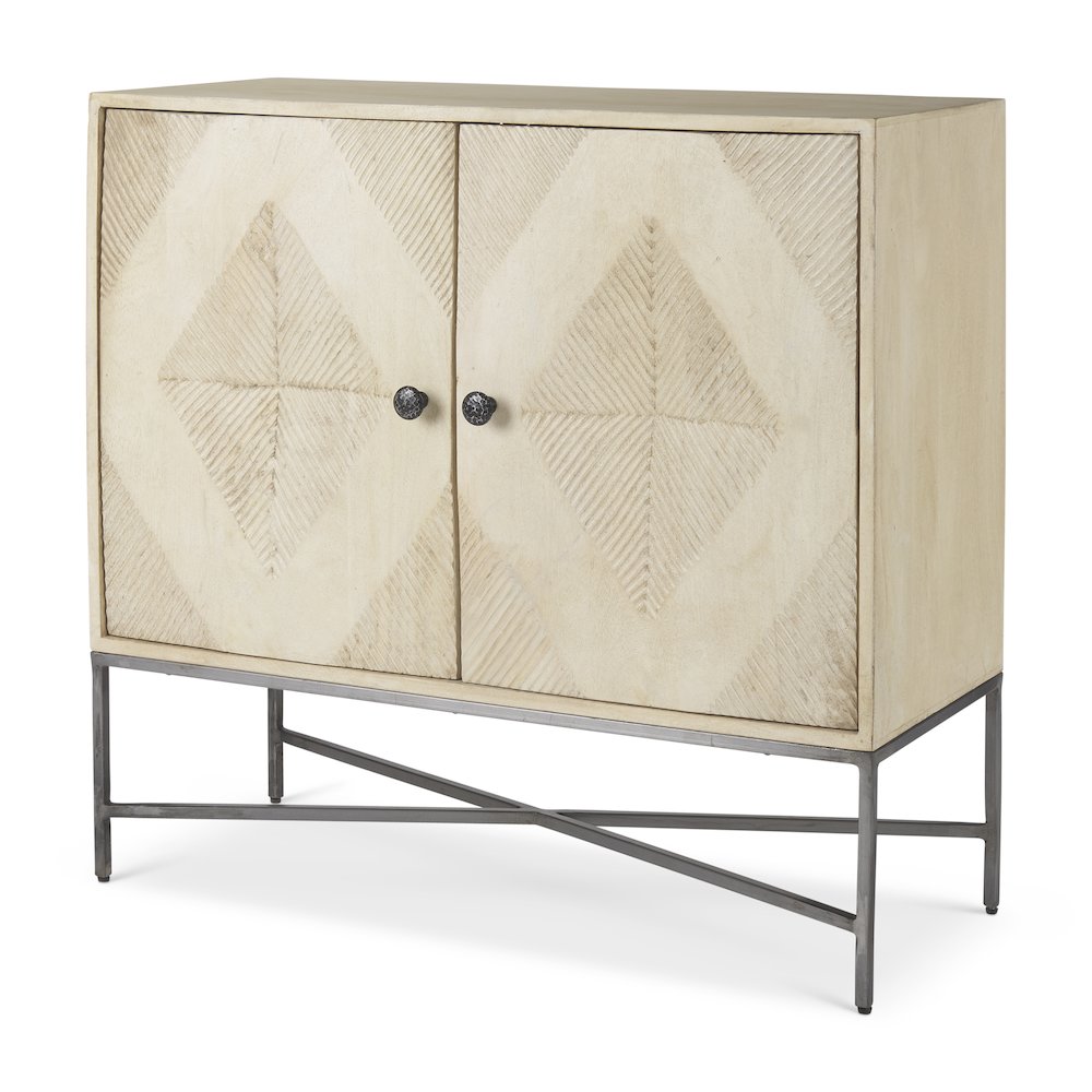 36.0L X 16.0W X 34.0H 2 Door Blonde Wood Accent Cabinet. Picture 1