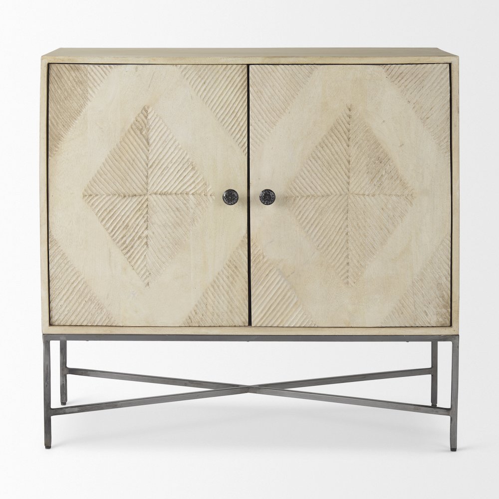 36.0L X 16.0W X 34.0H 2 Door Blonde Wood Accent Cabinet. Picture 4