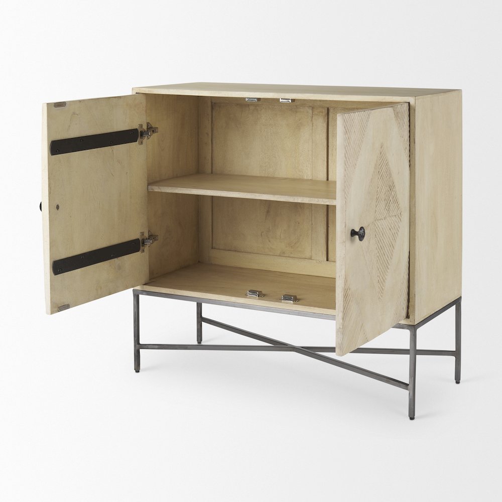 36.0L X 16.0W X 34.0H 2 Door Blonde Wood Accent Cabinet. Picture 8