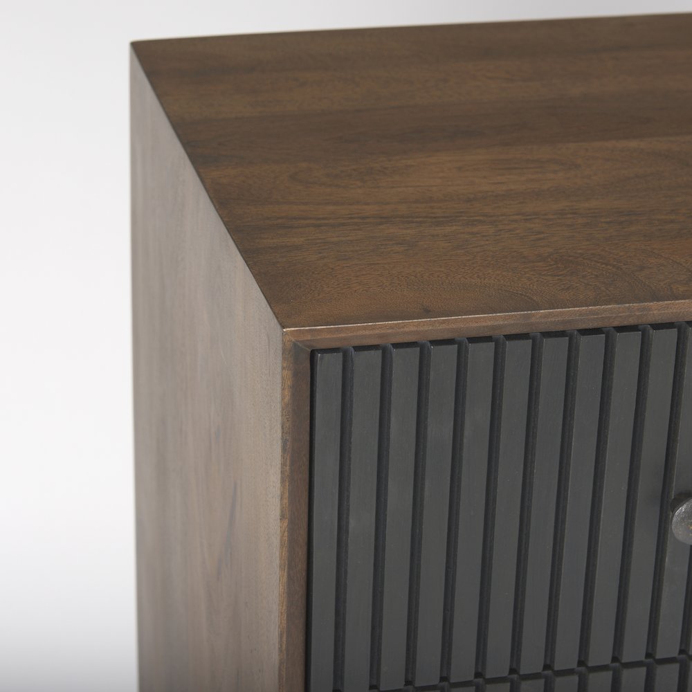 35.5L X 18.0W X 31.0H Medium Brown Woodblack Metal Frame 3 Drawer Accent Cabinet. Picture 9