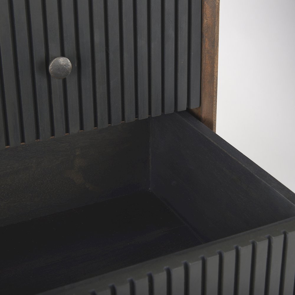 35.5L X 18.0W X 31.0H Medium Brown Woodblack Metal Frame 3 Drawer Accent Cabinet. Picture 11