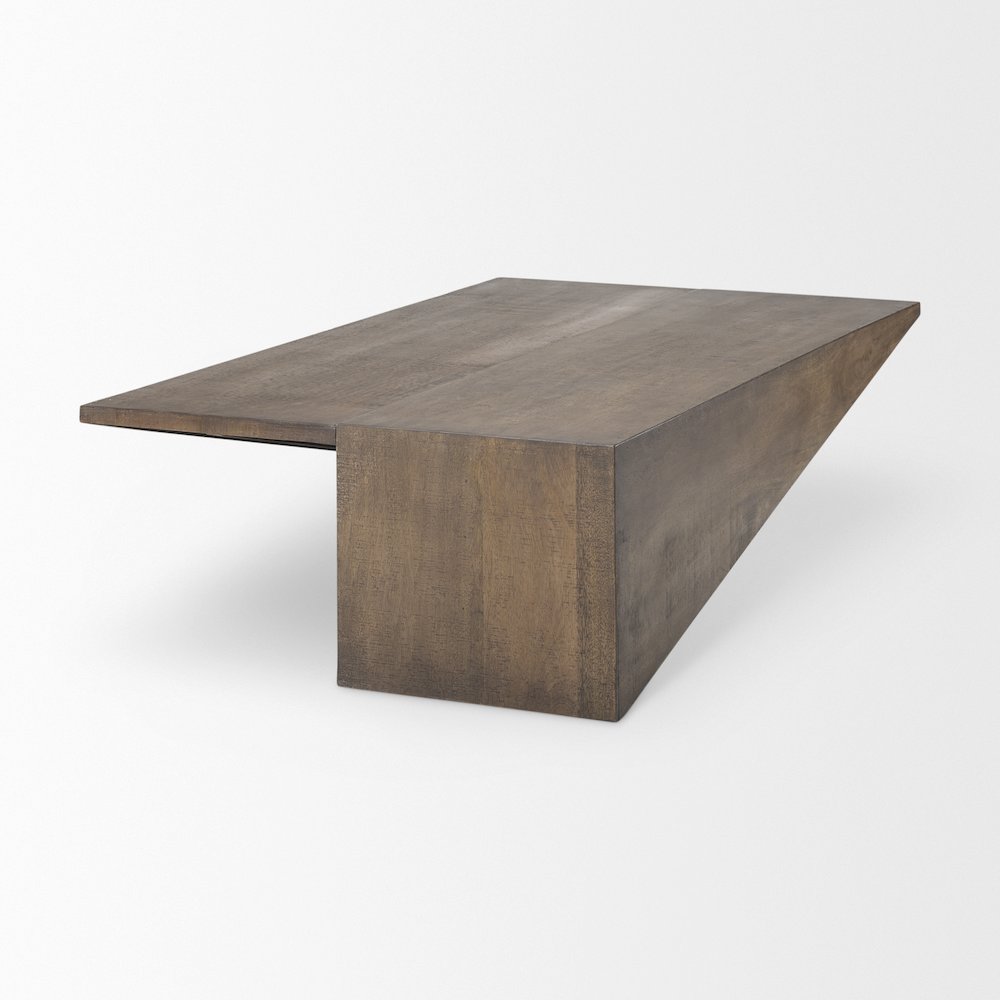 55L X 32W X 14H Medium Brown Wooden Angled Coffee Table. Picture 9