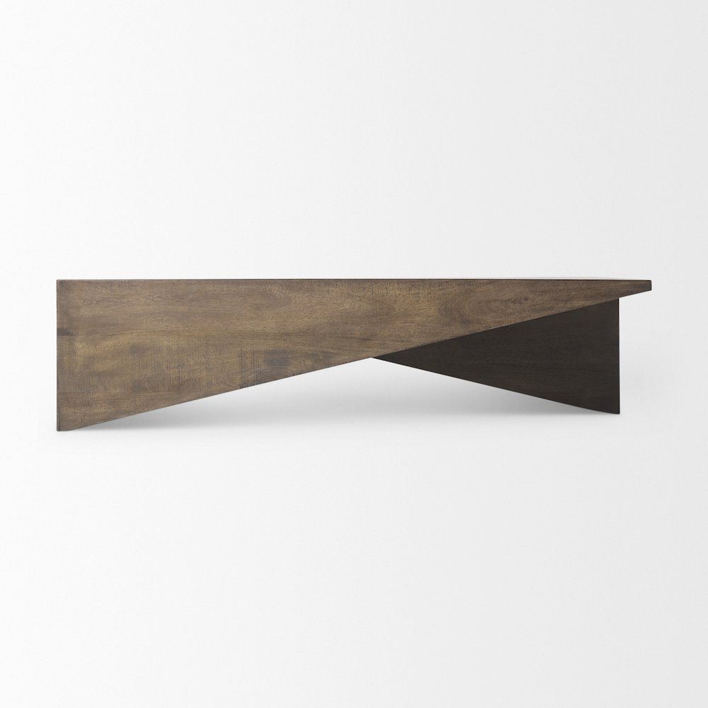 55L X 32W X 14H Medium Brown Wooden Angled Coffee Table. Picture 10