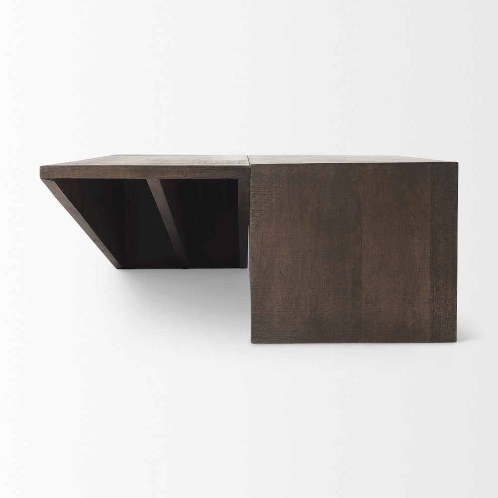 55L X 32W X 14H Medium Brown Wooden Angled Coffee Table. Picture 11