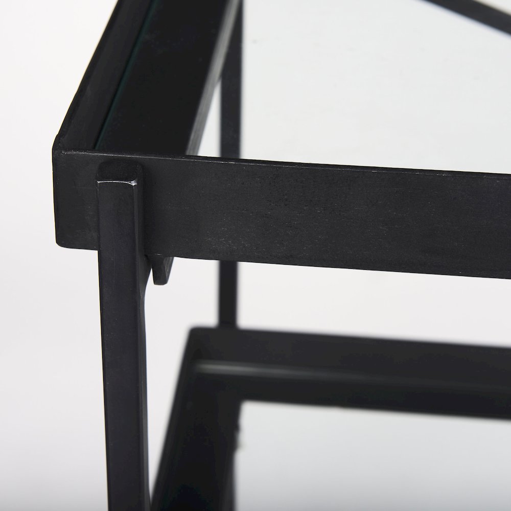 72.0"L X 16.0"W X 30.0"H Black Metalglass Console Table. Picture 2