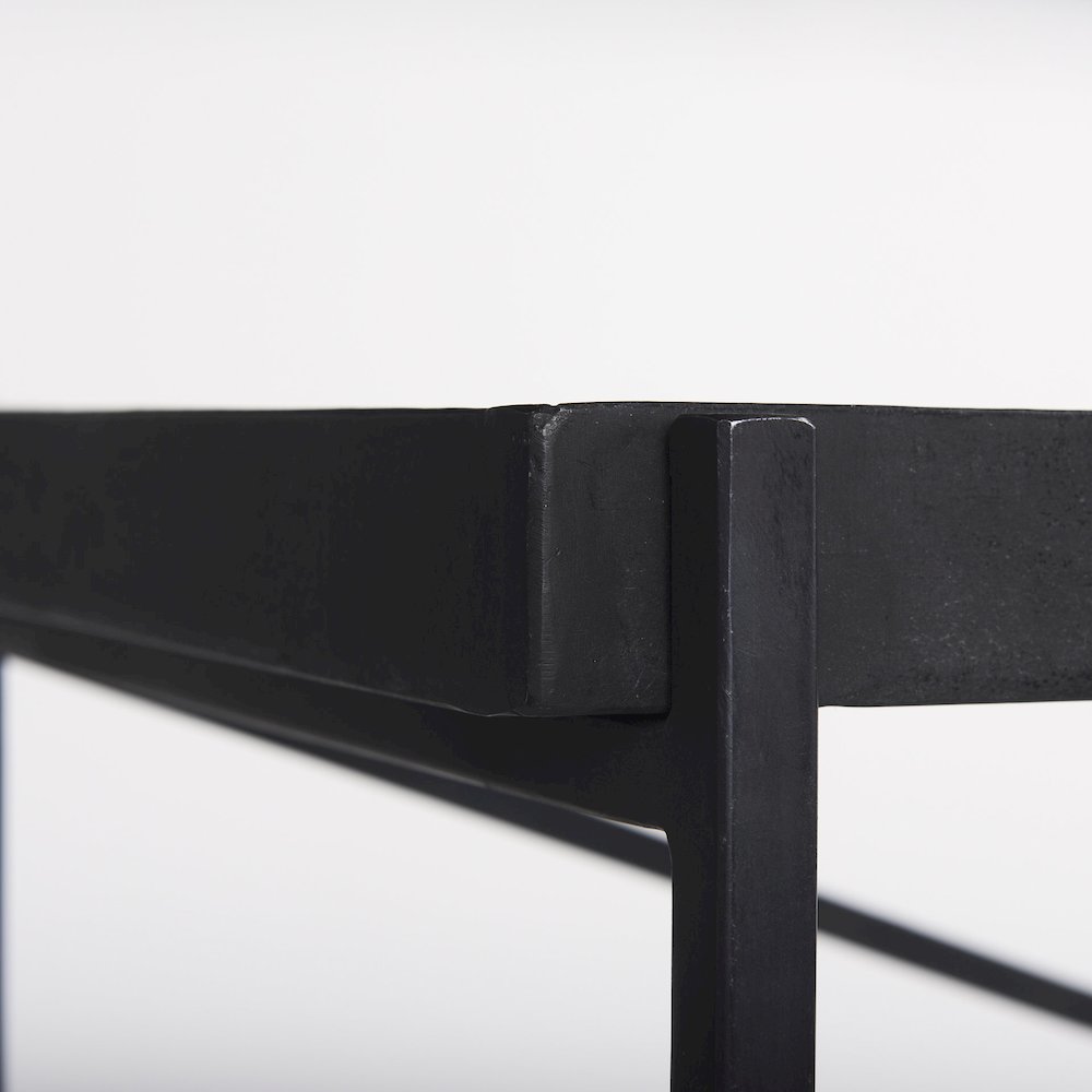 72.0"L X 16.0"W X 30.0"H Black Metalglass Console Table. Picture 3