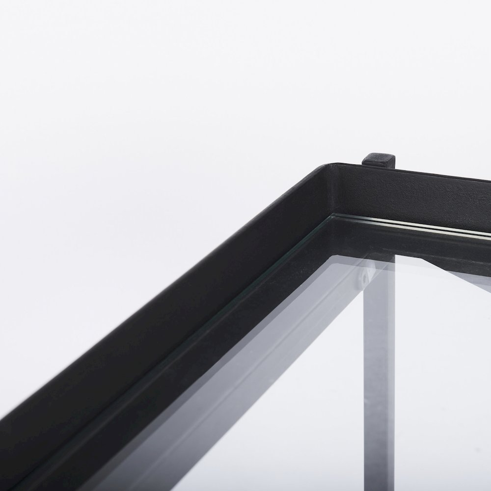 72.0"L X 16.0"W X 30.0"H Black Metalglass Console Table. Picture 4