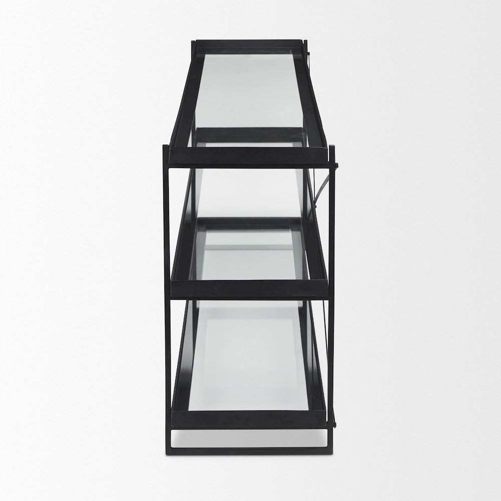 72.0"L X 16.0"W X 30.0"H Black Metalglass Console Table. Picture 11
