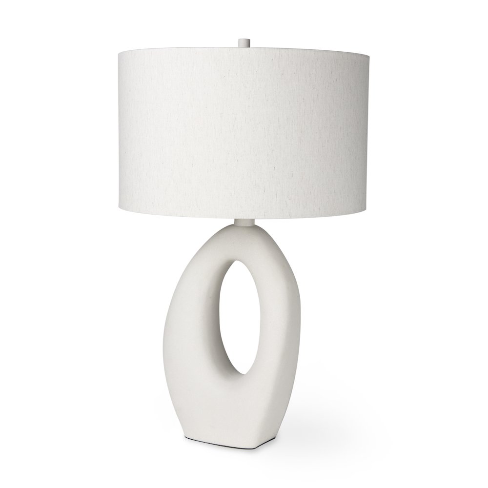 Tao 20.0L x 20.0W x 33.0H Cream BaseWhite Shade Table Lamp. Picture 1