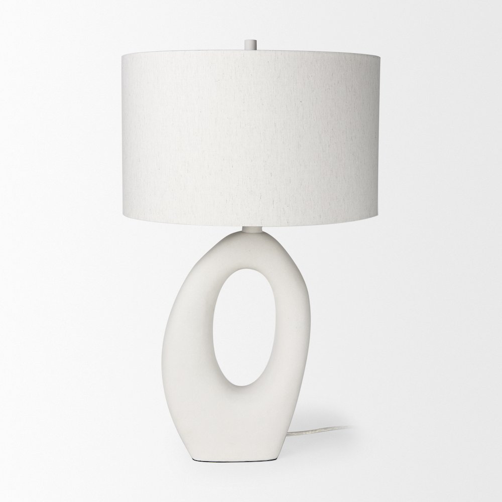 Tao 20.0L x 20.0W x 33.0H Cream BaseWhite Shade Table Lamp. Picture 6