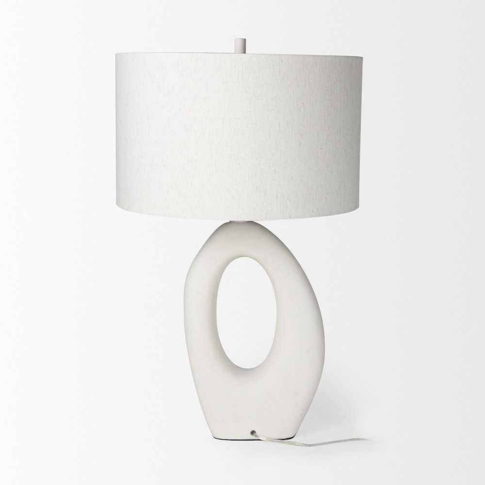 Tao 20.0L x 20.0W x 33.0H Cream BaseWhite Shade Table Lamp. Picture 8