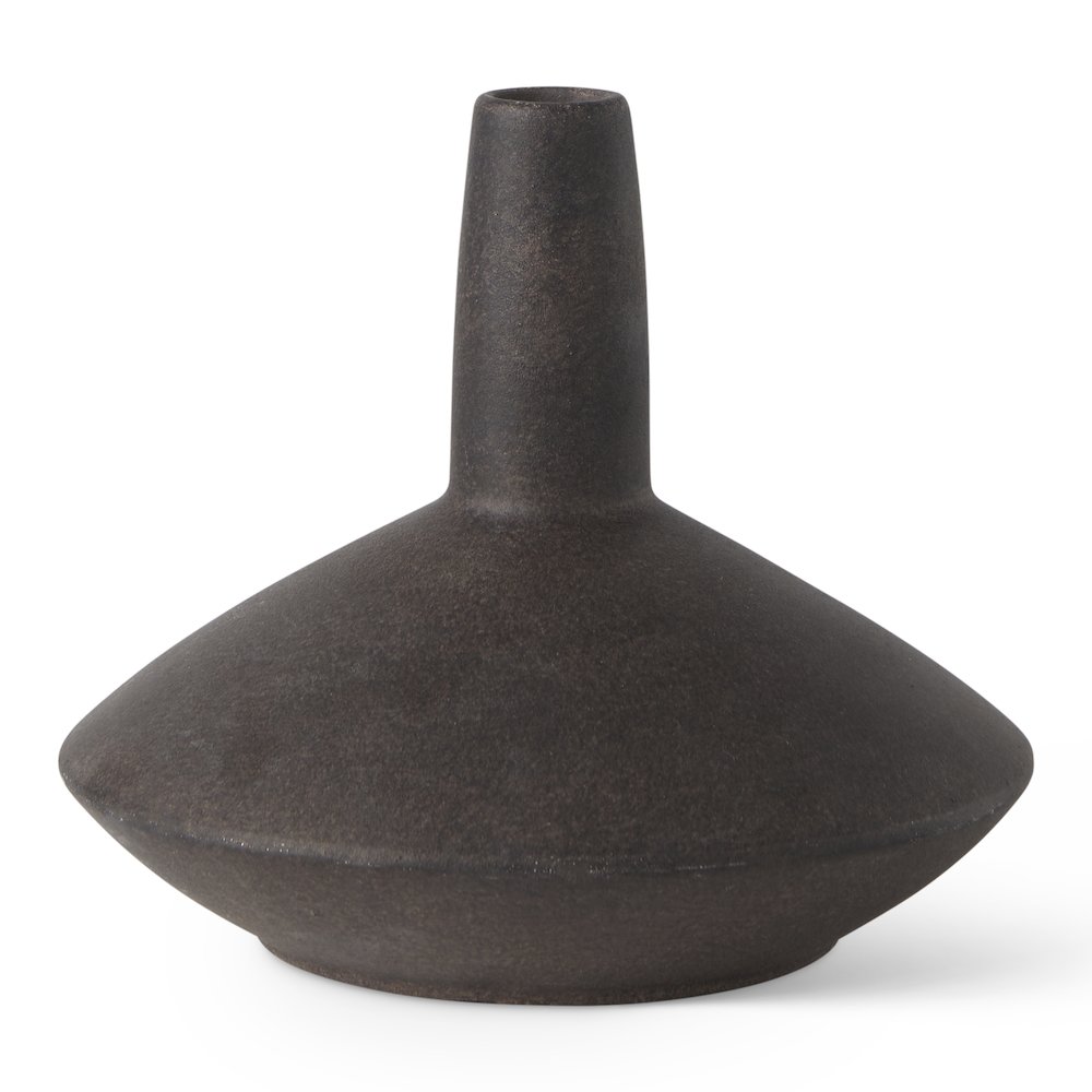 Rylee 6.9H Dark Brown Ceramic Vase. Picture 1