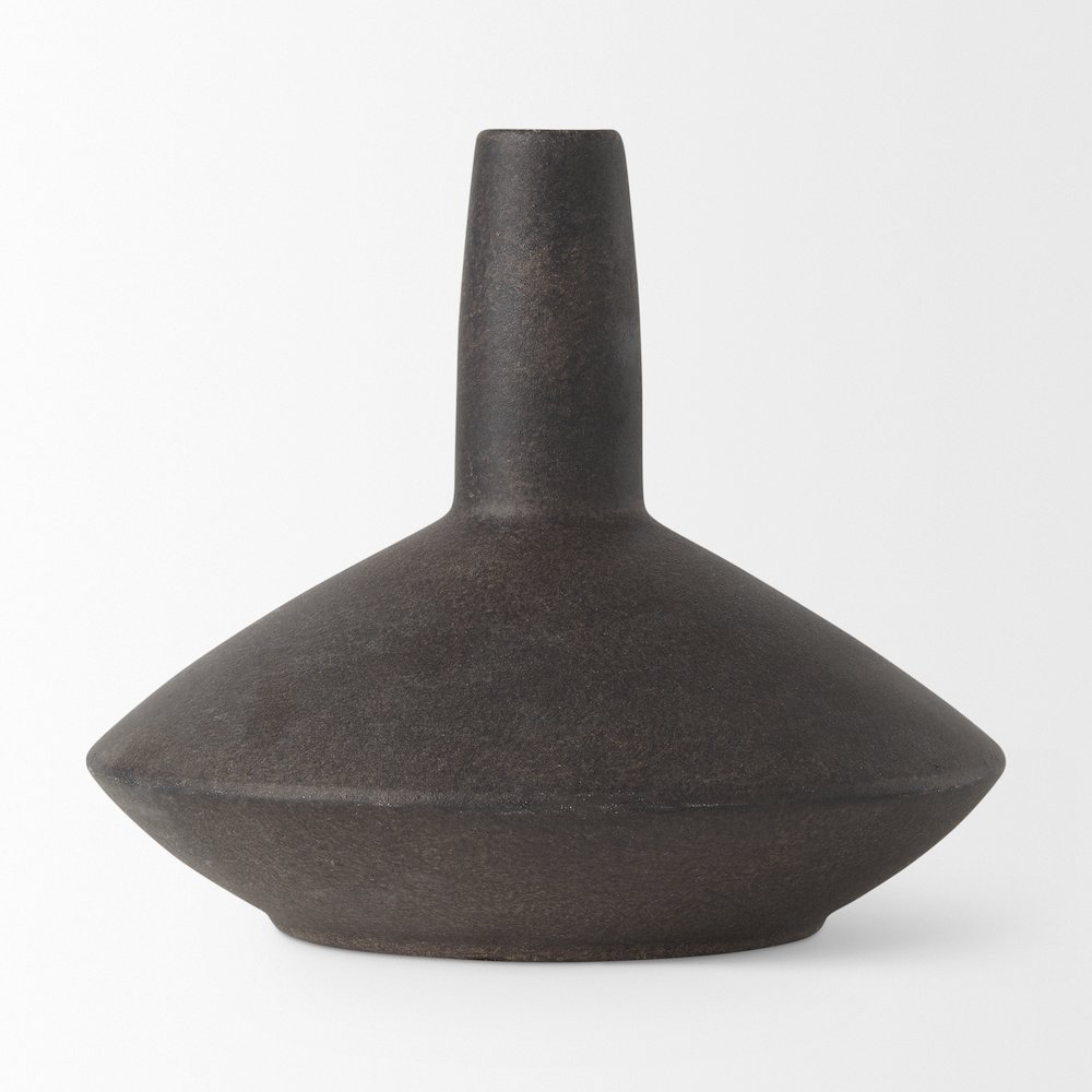 Rylee 6.9H Dark Brown Ceramic Vase. Picture 3