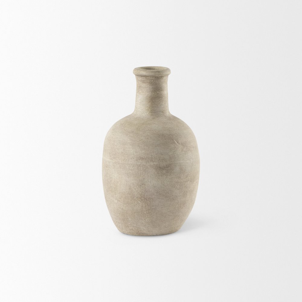 Zenn 5.3L x 5.3W x 9.3H Warm Beige Ceramic Vase. Picture 4