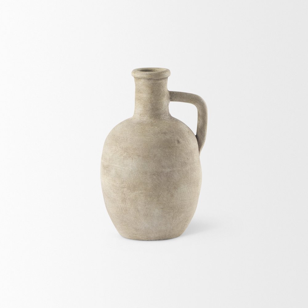 Zenn 5.3L x 5.3W x 9.3H Warm Beige Ceramic Vase. Picture 5