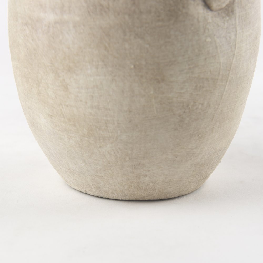 Zenn 5.3L x 5.3W x 9.3H Warm Beige Ceramic Vase. Picture 9