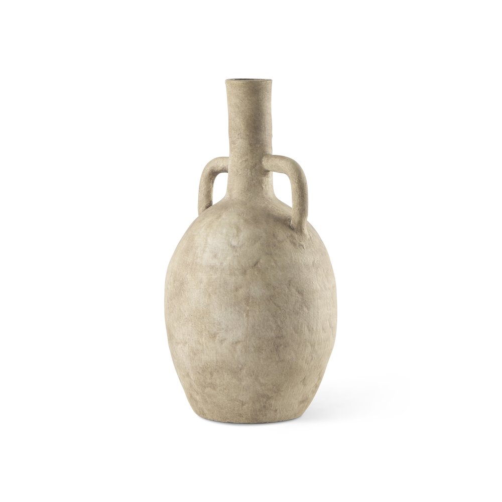 Zenn6.1L x 6.1W x 12.0H Warm Beige Ceramic Vase. Picture 1