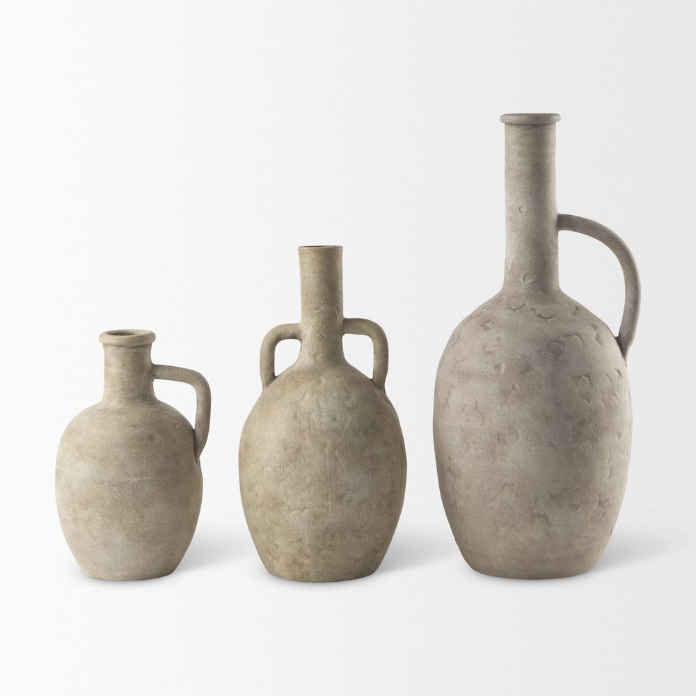 Zenn6.1L x 6.1W x 12.0H Warm Beige Ceramic Vase. Picture 2