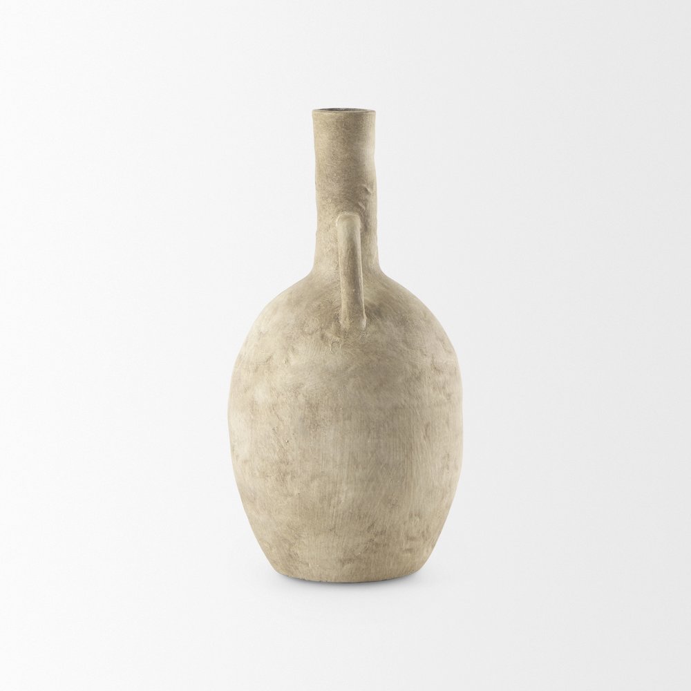 Zenn6.1L x 6.1W x 12.0H Warm Beige Ceramic Vase. Picture 7