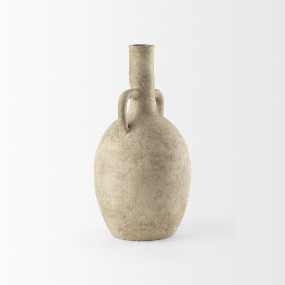Zenn6.1L x 6.1W x 12.0H Warm Beige Ceramic Vase. Picture 8