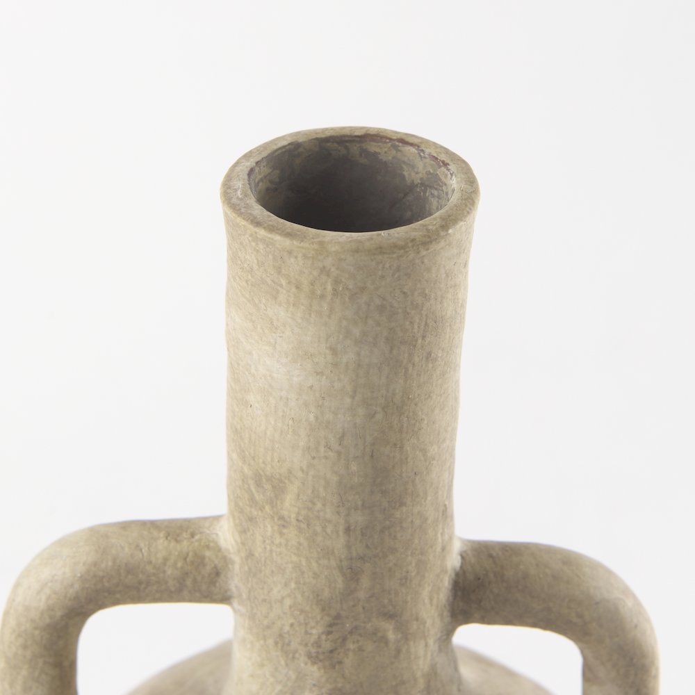 Zenn6.1L x 6.1W x 12.0H Warm Beige Ceramic Vase. Picture 9