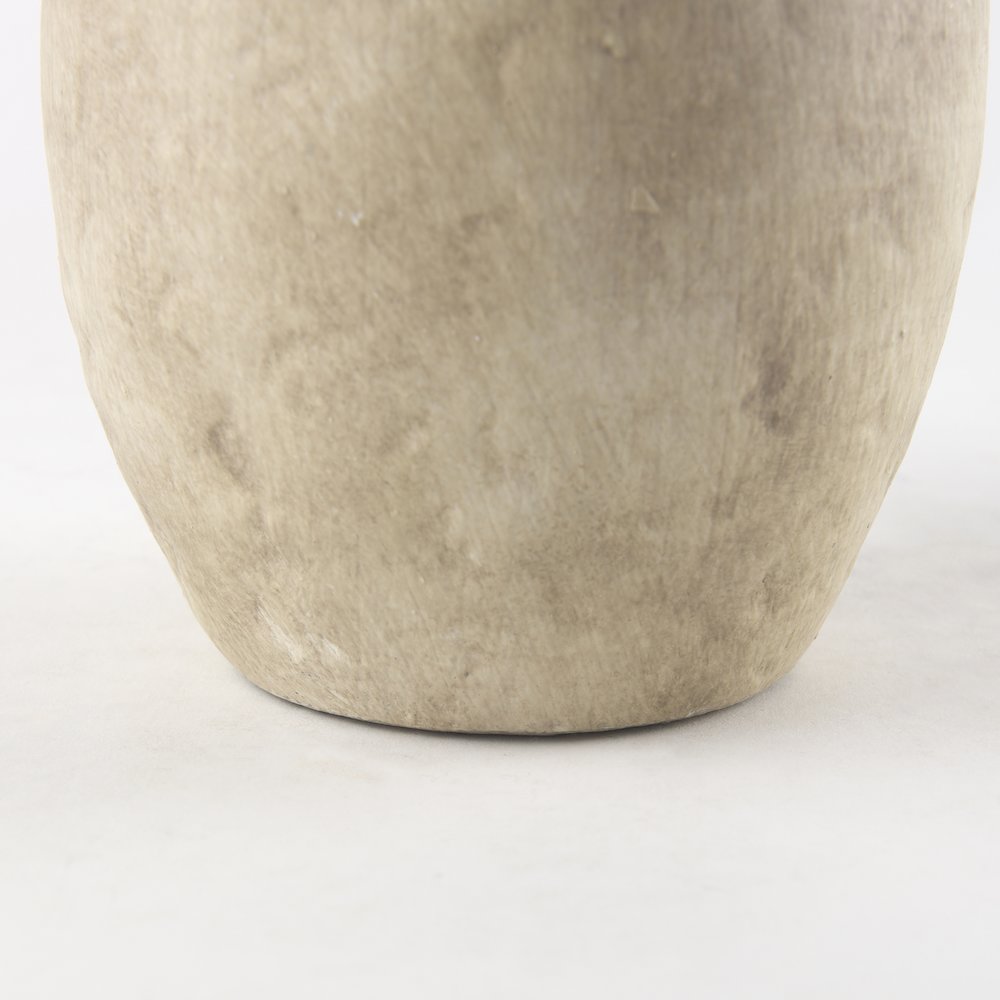 Zenn6.1L x 6.1W x 12.0H Warm Beige Ceramic Vase. Picture 11