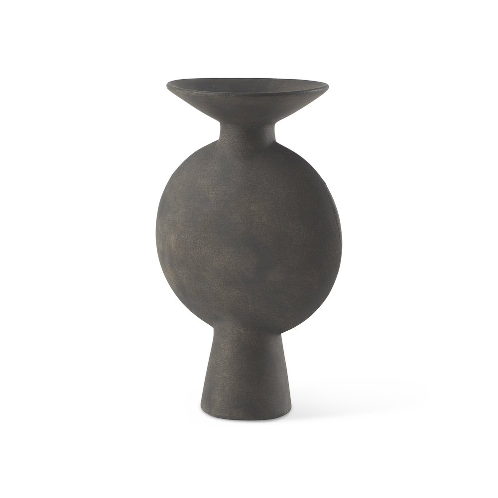 Kaz 6.7L x 5.5W x 11.2H Earthy Brown Ceramic Vase. Picture 1