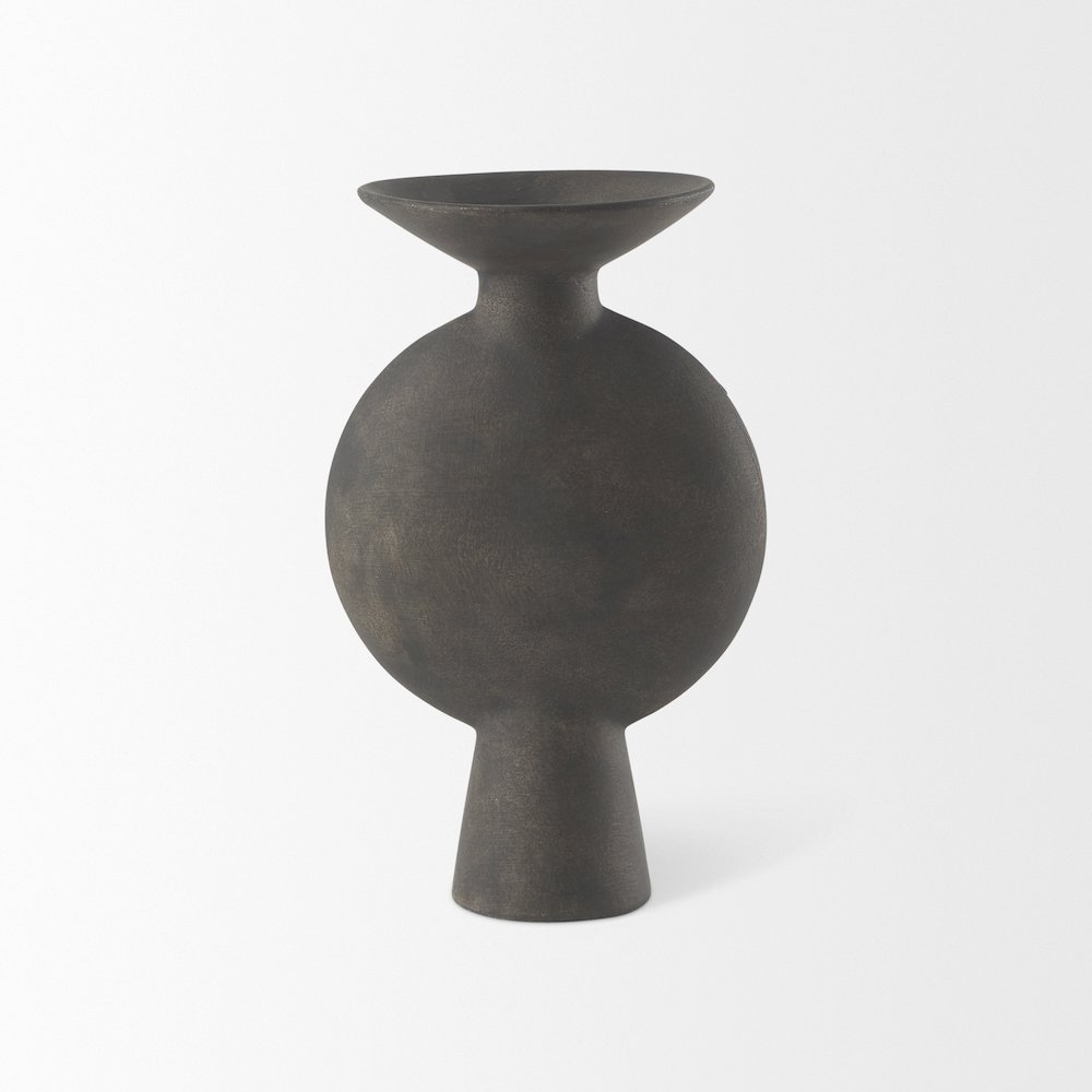 Kaz 6.7L x 5.5W x 11.2H Earthy Brown Ceramic Vase. Picture 8