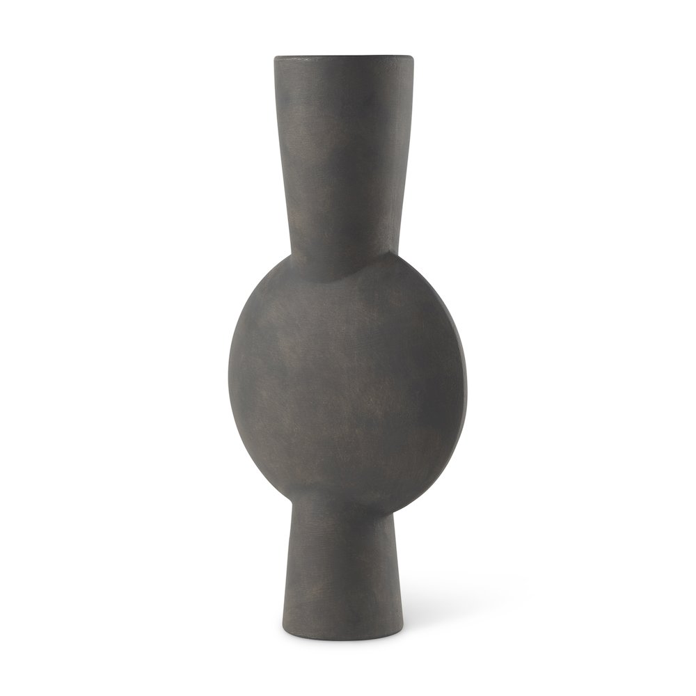 Kaz 8.3L x 3.9W x 16.7H Earthy Brown Ceramic Vase. Picture 1