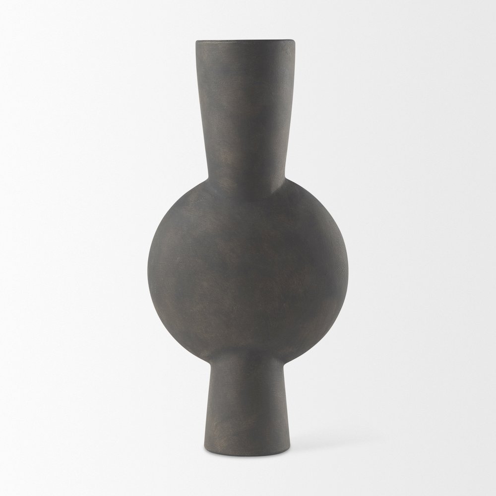 Kaz 8.3L x 3.9W x 16.7H Earthy Brown Ceramic Vase. Picture 8