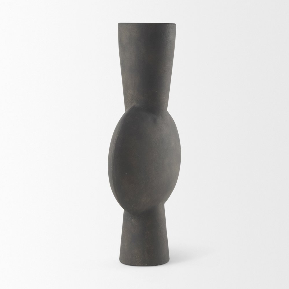 Kaz 8.3L x 3.9W x 16.7H Earthy Brown Ceramic Vase. Picture 10