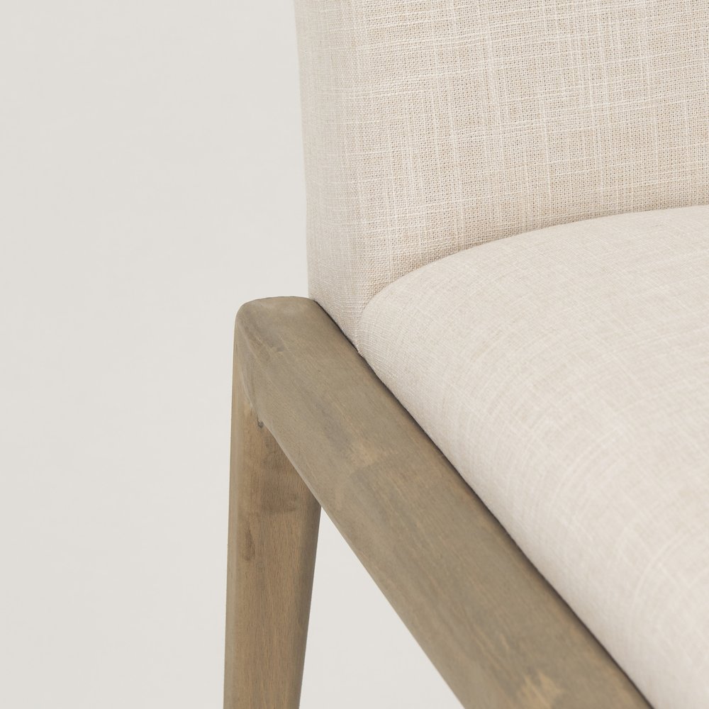 Cream Upholstery Solid Wood Armless Dining Chair. Picture 3