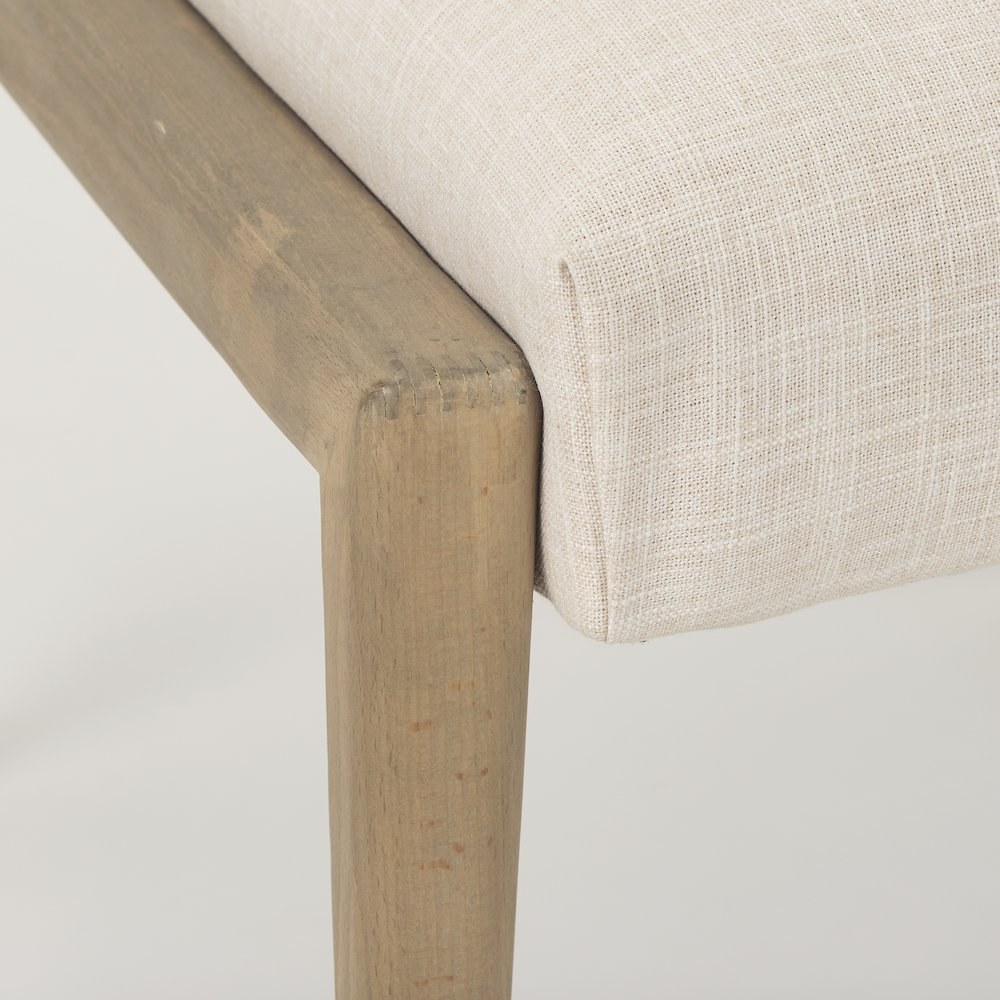 Cream Upholstery Solid Wood Armless Dining Chair. Picture 4
