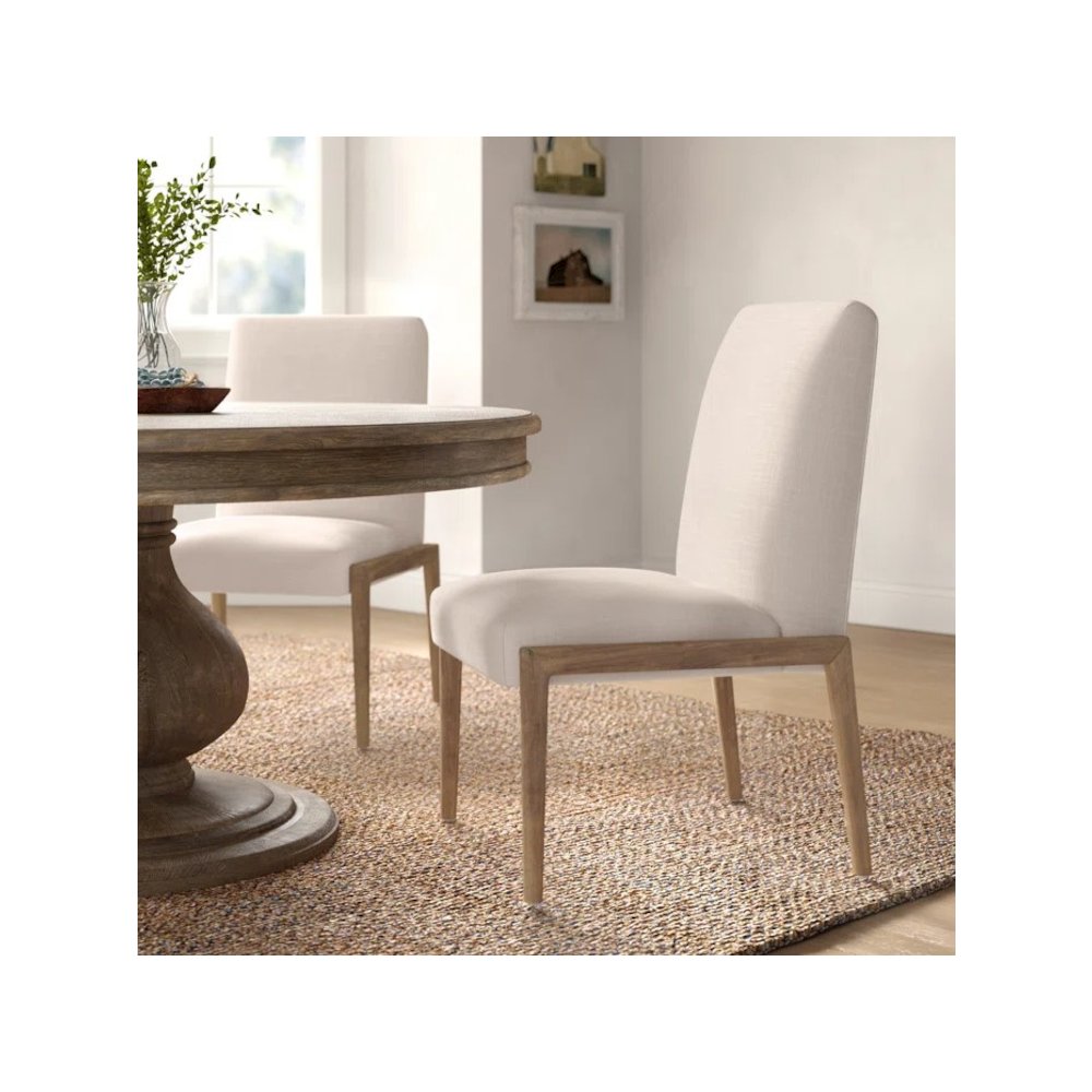 Cream Upholstery Solid Wood Armless Dining Chair. Picture 7