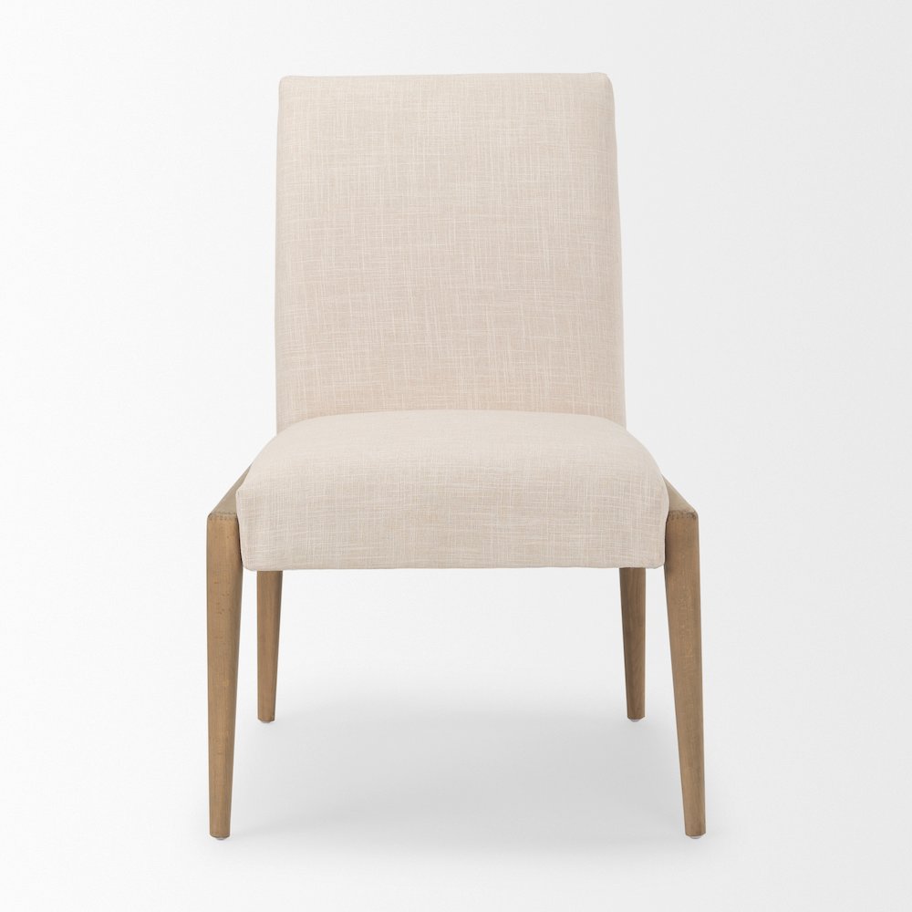 Cream Upholstery Solid Wood Armless Dining Chair. Picture 9
