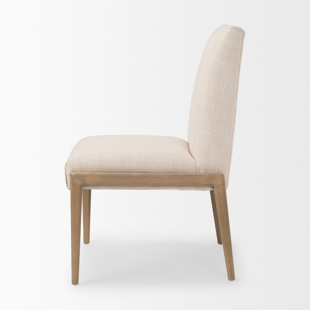 Cream Upholstery Solid Wood Armless Dining Chair. Picture 10