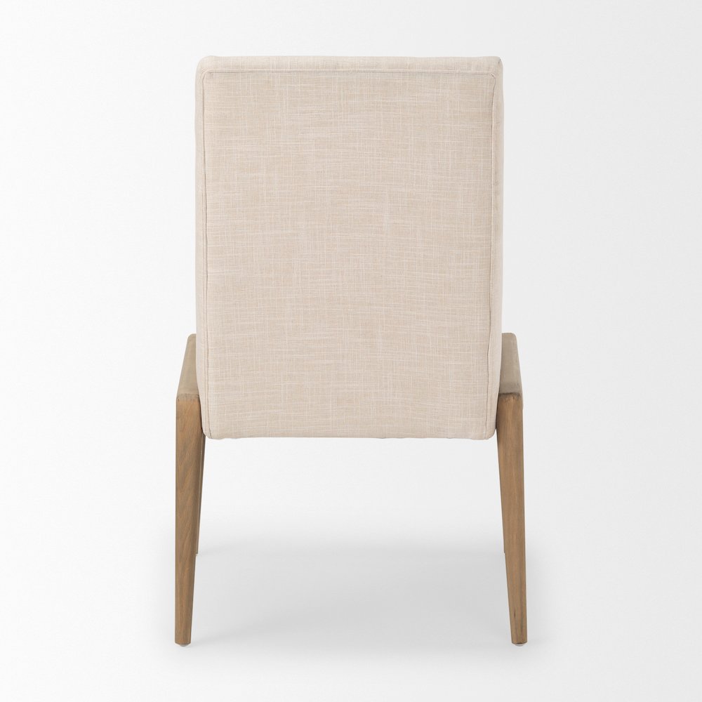 Cream Upholstery Solid Wood Armless Dining Chair. Picture 11