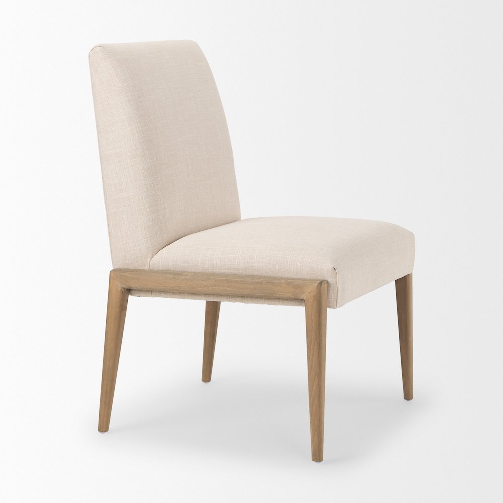 Cream Upholstery Solid Wood Armless Dining Chair. Picture 13