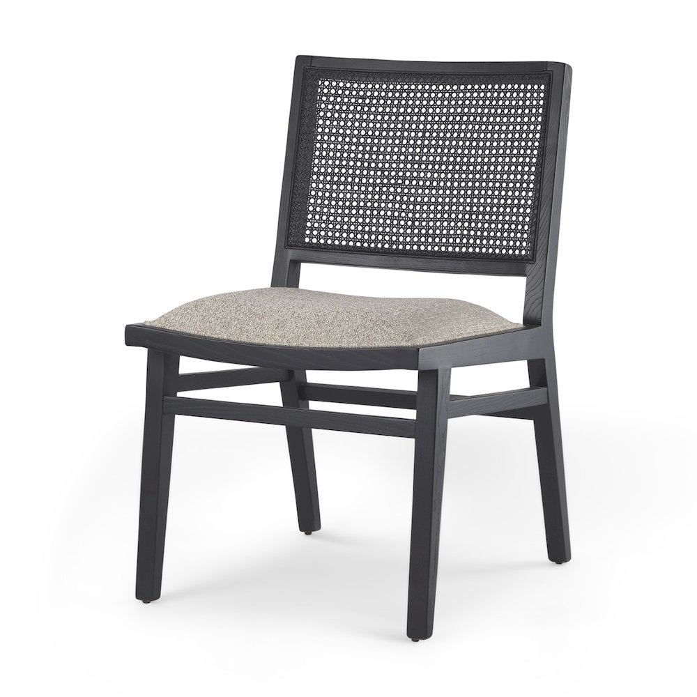 Beige Fabricblack Wood Dining Chair. Picture 1