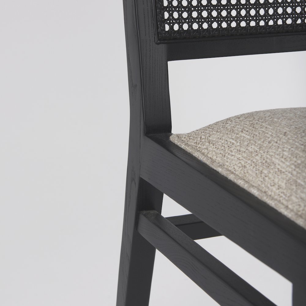 Beige Fabricblack Wood Dining Chair. Picture 2
