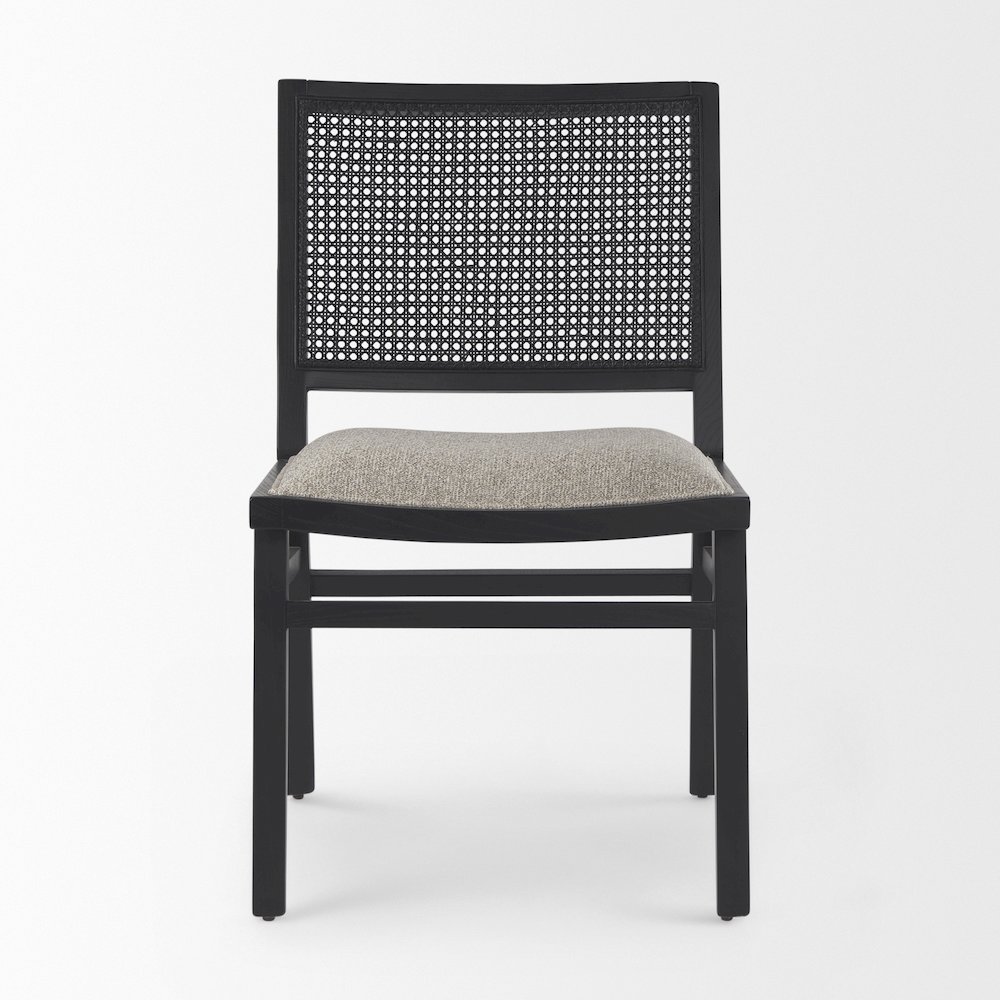 Beige Fabricblack Wood Dining Chair. Picture 6