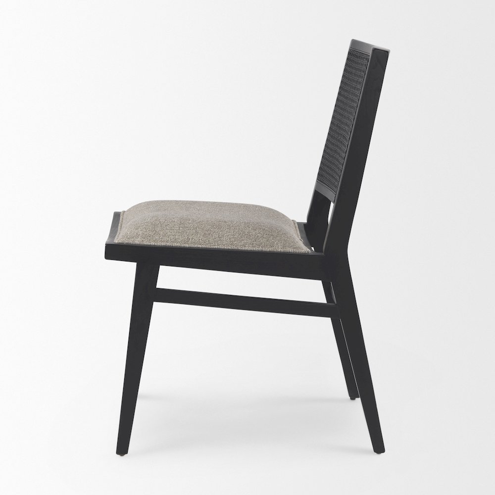 Beige Fabricblack Wood Dining Chair. Picture 7
