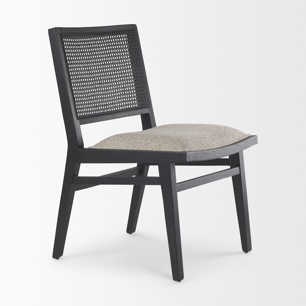 Beige Fabricblack Wood Dining Chair. Picture 10