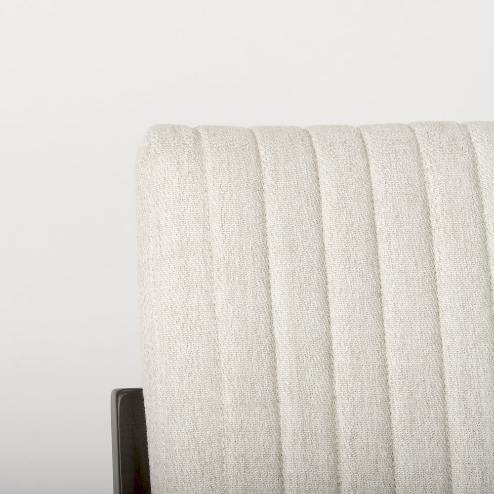 Cream Upholstered And Black-Brown Wood Armless Dining Chair. Picture 2