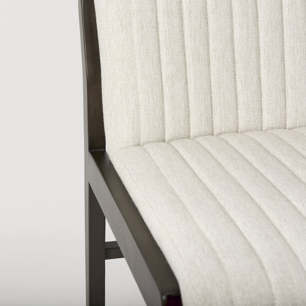 Cream Upholstered And Black-Brown Wood Armless Dining Chair. Picture 4