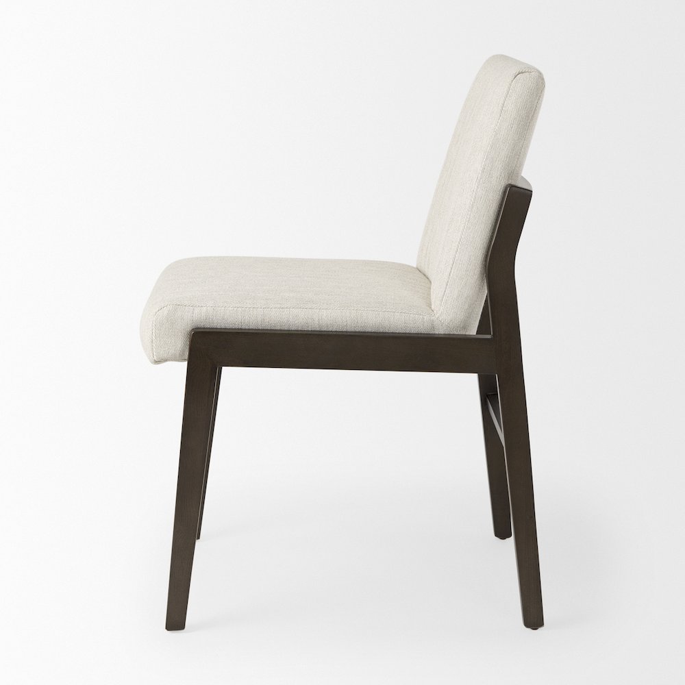Cream Upholstered And Black-Brown Wood Armless Dining Chair. Picture 11