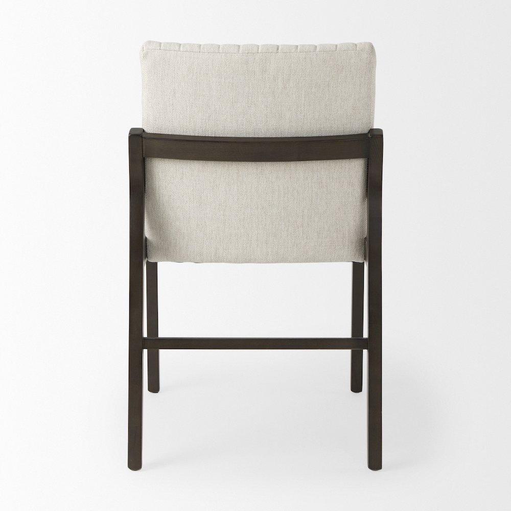 Cream Upholstered And Black-Brown Wood Armless Dining Chair. Picture 12